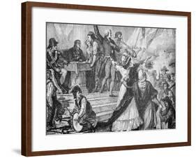 Drawing Depicting Recruiting Station for French Revolutionaries-null-Framed Giclee Print