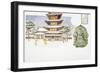 Drawing Depicting the Horyu-Ji Buddhist Temple-null-Framed Giclee Print