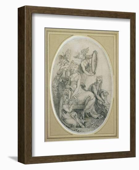Drawing for the Frontispiece of 'The Botanic Garden', by Erasmus Darwin (1731-1802)-Henry Fuseli-Framed Premium Giclee Print