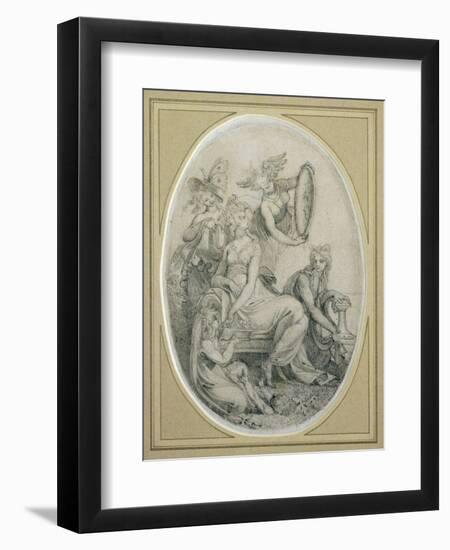 Drawing for the Frontispiece of 'The Botanic Garden', by Erasmus Darwin (1731-1802)-Henry Fuseli-Framed Premium Giclee Print