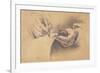 Drawing Hands, 1798 (Black Chalk Heightened with White on Brown Paper)-Philipp Otto Runge-Framed Giclee Print