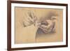 Drawing Hands, 1798 (Black Chalk Heightened with White on Brown Paper)-Philipp Otto Runge-Framed Giclee Print