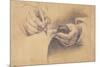 Drawing Hands, 1798 (Black Chalk Heightened with White on Brown Paper)-Philipp Otto Runge-Mounted Giclee Print