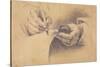 Drawing Hands, 1798 (Black Chalk Heightened with White on Brown Paper)-Philipp Otto Runge-Stretched Canvas