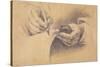 Drawing Hands, 1798 (Black Chalk Heightened with White on Brown Paper)-Philipp Otto Runge-Stretched Canvas