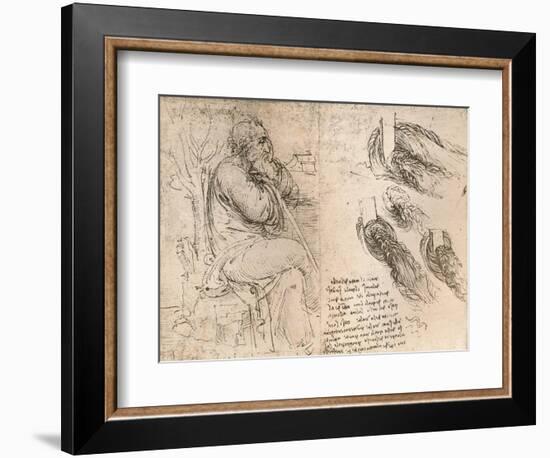 Drawing illustrating the representation of hair falling down in curls, c1472-c1519 (1883)-Leonardo Da Vinci-Framed Giclee Print