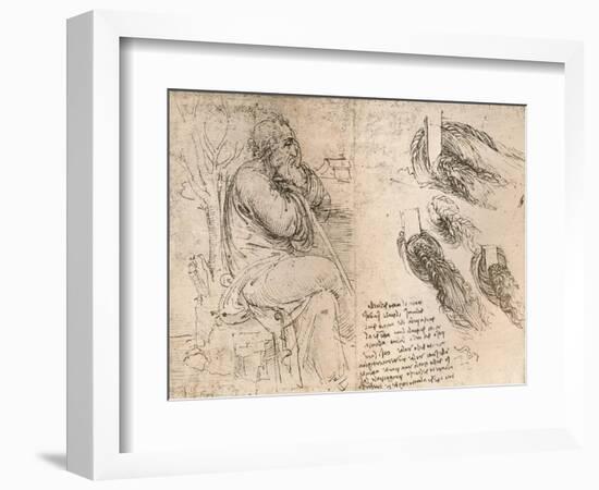 Drawing illustrating the representation of hair falling down in curls, c1472-c1519 (1883)-Leonardo Da Vinci-Framed Giclee Print