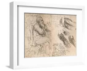 Drawing illustrating the representation of hair falling down in curls, c1472-c1519 (1883)-Leonardo Da Vinci-Framed Giclee Print