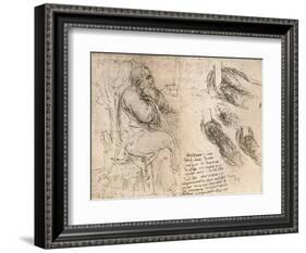 Drawing illustrating the representation of hair falling down in curls, c1472-c1519 (1883)-Leonardo Da Vinci-Framed Giclee Print