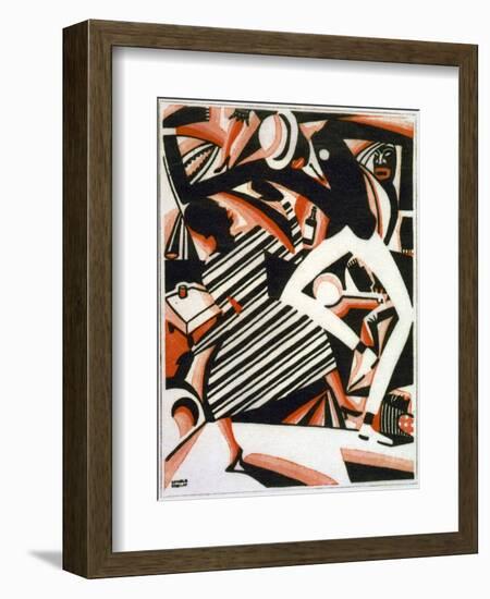 Drawing in Two Colors, or Interpretation of Harlem Jazz, Painting by Winold Reiss, 1915-1920-null-Framed Art Print