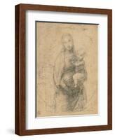 Drawing, Madonna and Child at two thirds figure-Raphael-Framed Art Print