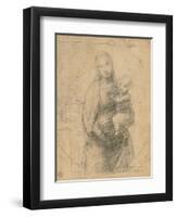 Drawing, Madonna and Child at two thirds figure-Raphael-Framed Art Print