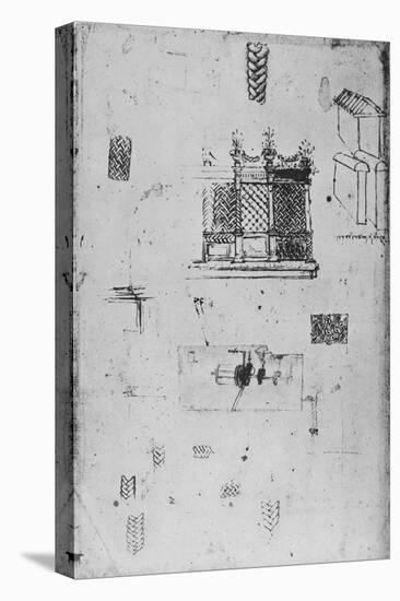 'Drawing of a Decorative Screen and Other Sketches', c1480 (1945)-Leonardo Da Vinci-Stretched Canvas