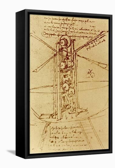 Drawing of a Flying Machine-Leonardo da Vinci-Framed Stretched Canvas