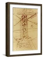 Drawing of a Flying Machine-Leonardo da Vinci-Framed Giclee Print