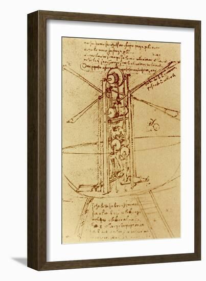 Drawing of a Flying Machine-Leonardo da Vinci-Framed Giclee Print