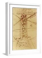 Drawing of a Flying Machine-Leonardo da Vinci-Framed Giclee Print