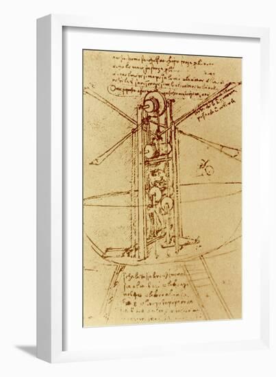 Drawing of a Flying Machine-Leonardo da Vinci-Framed Giclee Print