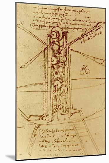 Drawing of a Flying Machine-Leonardo da Vinci-Mounted Giclee Print