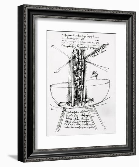 Drawing of a Manually Driven Flying Machine by Leonardo da Vinci-Bettmann-Framed Giclee Print