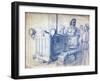 Drawing of a Soviet Woman on a Tracked Tractor-null-Framed Giclee Print