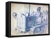 Drawing of a Soviet Woman on a Tracked Tractor-null-Framed Stretched Canvas