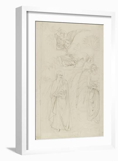 Drawing of Abraham Parting from the Angels from Benozzo Gozzoli's Story of Abraham and Hagar in the-John Ruskin-Framed Giclee Print