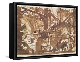 Drawing of an Imaginary Prison-Giovanni Battista Piranesi-Framed Stretched Canvas