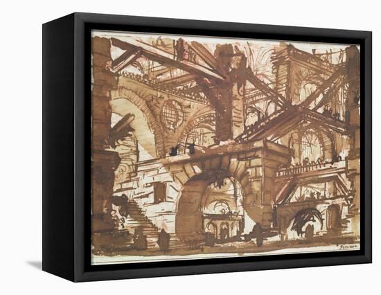 Drawing of an Imaginary Prison-Giovanni Battista Piranesi-Framed Stretched Canvas