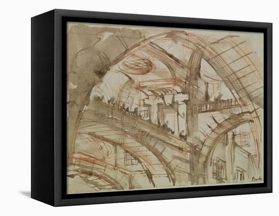 Drawing of an Imaginary Prison-Giovanni Battista Piranesi-Framed Stretched Canvas