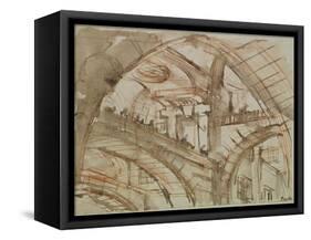 Drawing of an Imaginary Prison-Giovanni Battista Piranesi-Framed Stretched Canvas