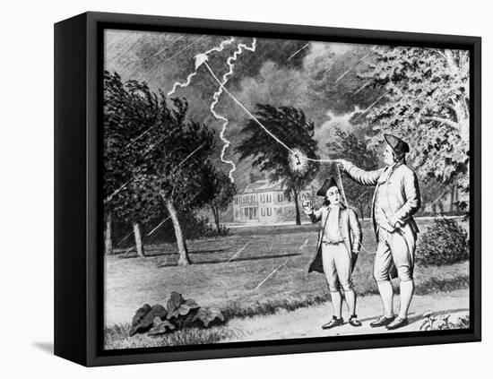 Drawing of Benjamin Franklin Experiment-null-Framed Stretched Canvas