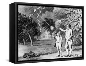 Drawing of Benjamin Franklin Experiment-null-Framed Stretched Canvas