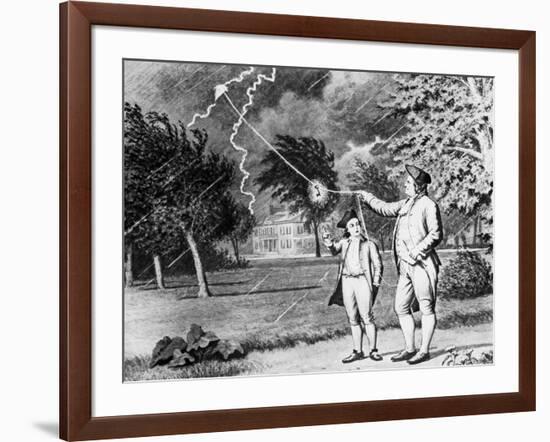 Drawing of Benjamin Franklin Experiment-null-Framed Giclee Print