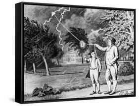 Drawing of Benjamin Franklin Experiment-null-Framed Stretched Canvas