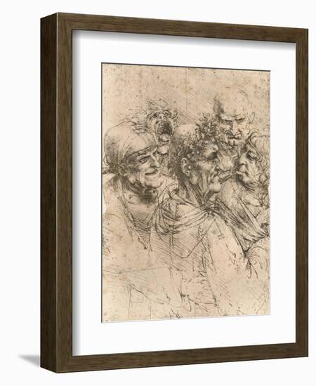 Drawing of caricatures, c1472-c1519 (1883)-Leonardo Da Vinci-Framed Giclee Print