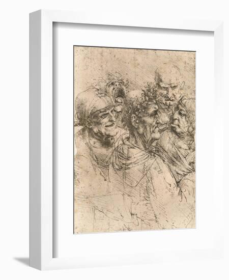 Drawing of caricatures, c1472-c1519 (1883)-Leonardo Da Vinci-Framed Giclee Print