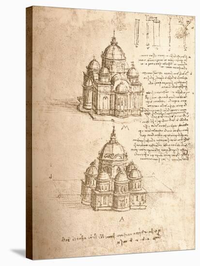 Drawing of churches, c1472-c1519 (1883)-Leonardo Da Vinci-Stretched Canvas