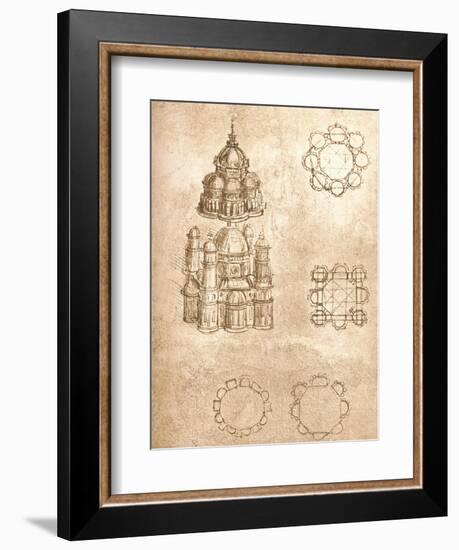 Drawing of churches, c1472-c1519 (1883)-Leonardo Da Vinci-Framed Giclee Print