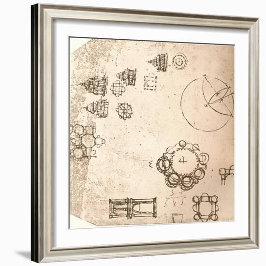 Drawing of ecclesiastical architecture, c1472-c1519 (1883)-Leonardo Da Vinci-Framed Giclee Print