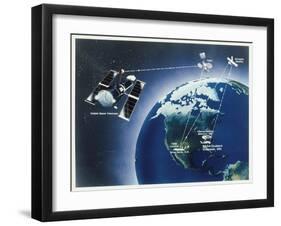 Drawing of Hubble Telescope, 1980S-null-Framed Giclee Print