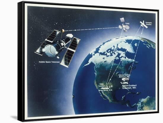 Drawing of Hubble Telescope, 1980S-null-Framed Stretched Canvas