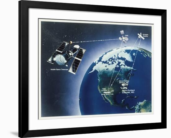 Drawing of Hubble Telescope, 1980S-null-Framed Giclee Print