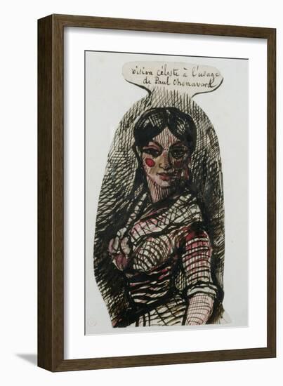 Drawing of Jeanne Duval with an Inscription to Paul Chenavard-Charles Pierre Baudelaire-Framed Giclee Print