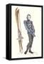 Drawing of Lady with Skis-null-Framed Stretched Canvas