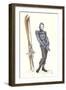 Drawing of Lady with Skis-null-Framed Art Print