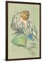 Drawing of Lady with Whippet-null-Framed Art Print