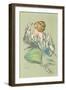 Drawing of Lady with Whippet-null-Framed Art Print