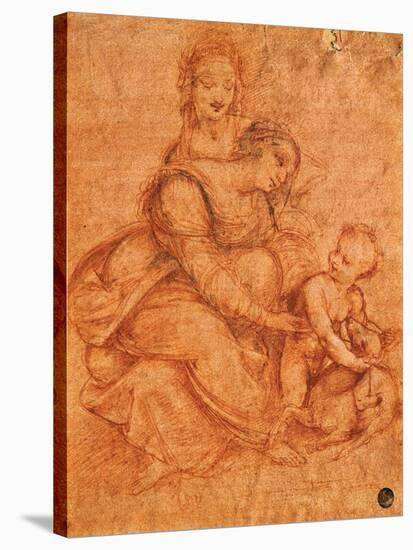 Drawing of Madonna and Child with St. Anne-Cesare da Sesto-Stretched Canvas