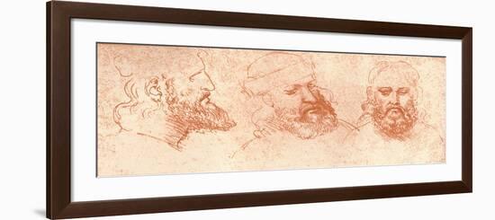 Drawing of Oriental Heads, in Red Chalk, C1472-C1519 (1883)-Leonardo da Vinci-Framed Giclee Print